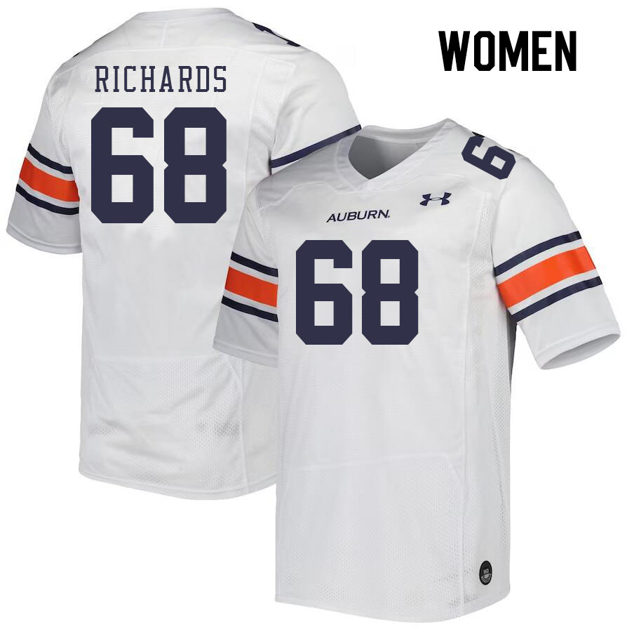 Women #68 Mason Richards Auburn Tigers College Football Jerseys Stitched Sale-White - Click Image to Close